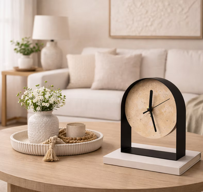 Modern Travertine Silent Desktop Clock
