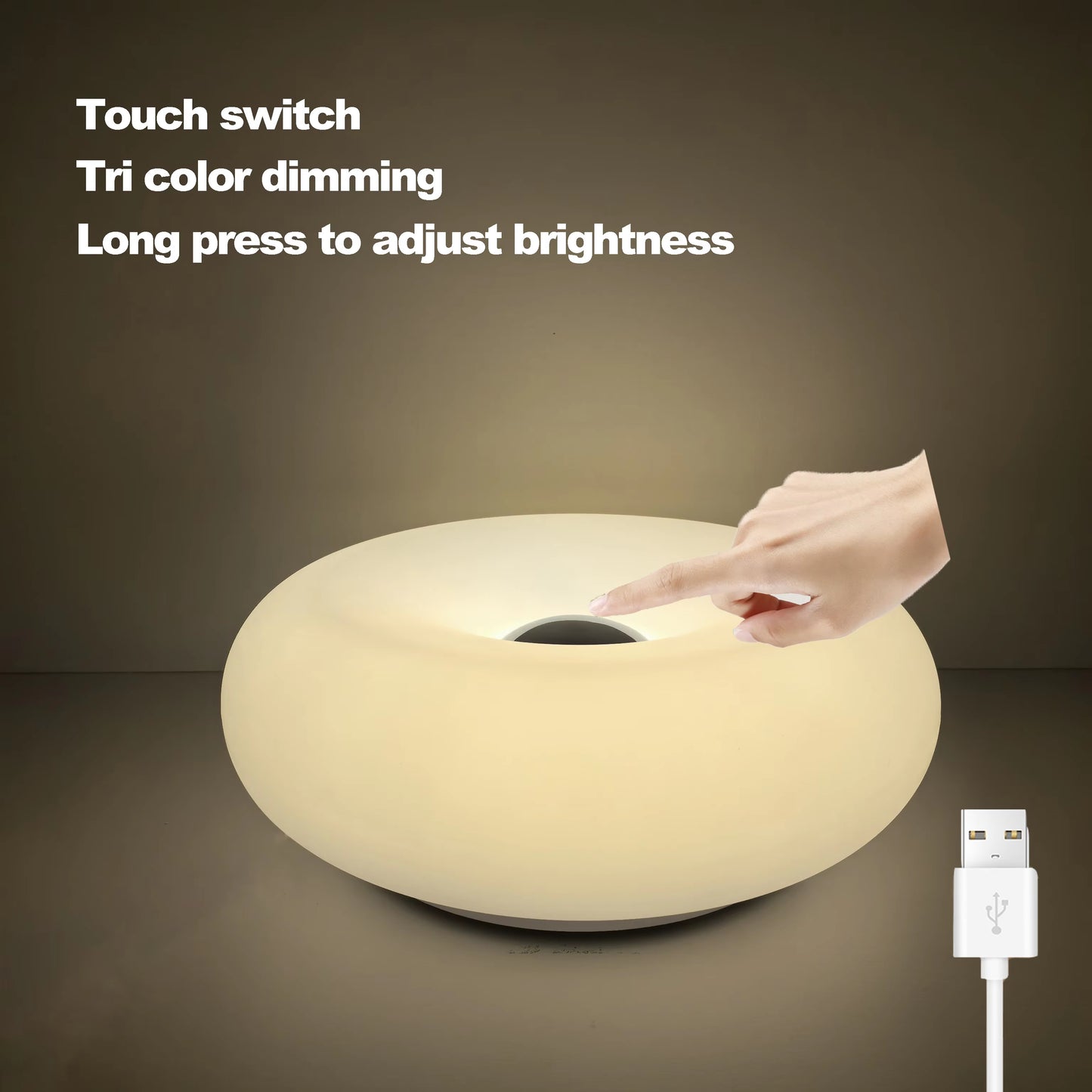 USB Rechargeable Dimmable Bauhuas Donut Lamp