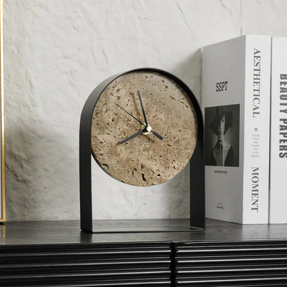 Modern Travertine Silent Desktop Clock