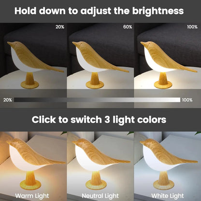 USB Rechargeable Dimmable LED Bird Night Light
