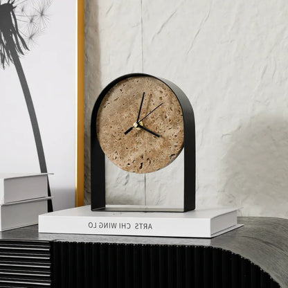 Modern Travertine Silent Desktop Clock