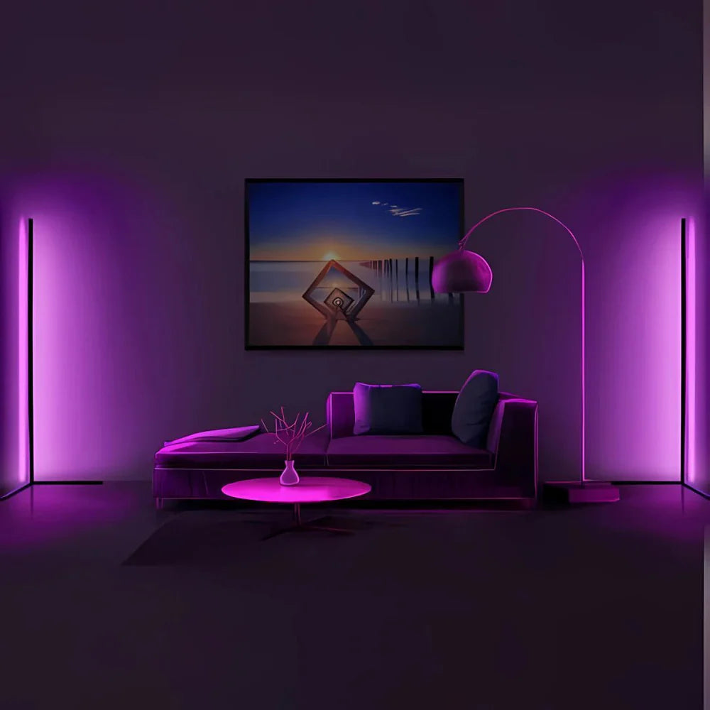 Smart App Controlled RGB LED Corner Floor Lamp