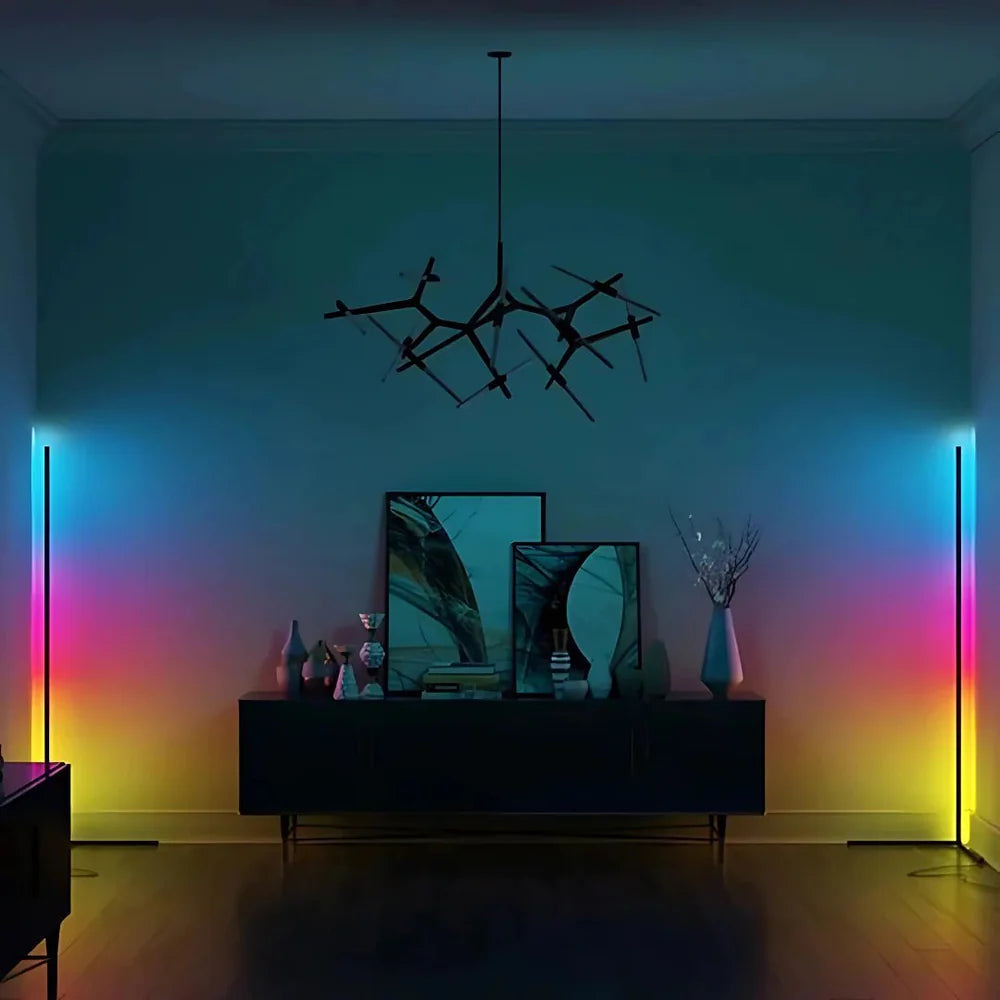 Smart App Controlled RGB LED Corner Floor Lamp