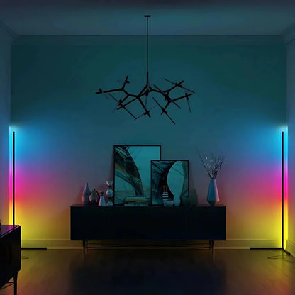 Smart App Controlled RGB LED Corner Floor Lamp
